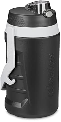 Relaxdays Botella Agua, Botellín para Beber con Asa 2 L, Cantimplora Deporte, de Viaje, sin BPA, Antigoteo, Negra y Gris, 30 x 16,5 x 15,5 cm