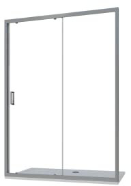 Box Doccia Nicchia 140 cm Mod. Sicily 2 Ante Apertura Scorrevole Vetro Temperato 6mm Trasparente Profili in Alluminio Cromato Flat Design Maniglia in Abs Cromato
