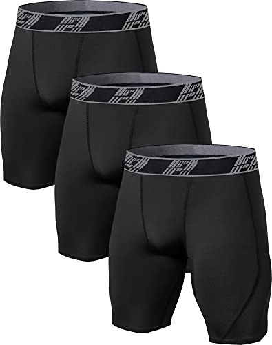 HOPLYNN 3er Pack Herren Kompressionsshorts, Schnelltrocknendes Kompressionshose Laufhose Männer Fußball Radlerhose 3 Schwarz S