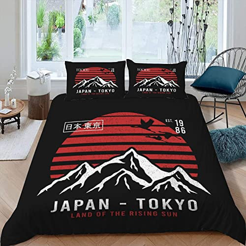 NYSMGS Bettwäsche 135x200 Manga Bettwäsche-Set 3 Teilig 3D-Druck Tokio Bettbezug 135x200 Mit Reißverschluss Sommer Weiche Mikrofaser Kinder Bettbezüge Mit 2 Kissenbezug 80x 80 cm