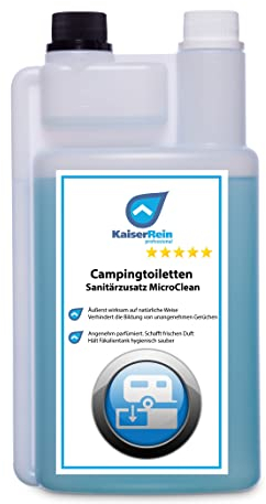 KaiserRein Campingtoiletten Sanitärzusatz MicroClean 1L blau I Chemietoilette Flüssigkeit Zusatz I Sanitärflüssigkeit für Fäkalientanks bzw. Abwassertanks mobiler WC`s