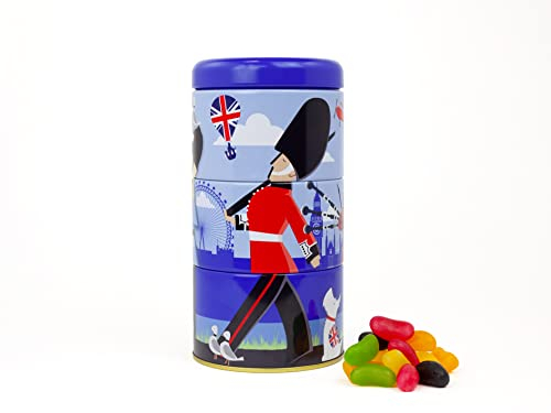 London Scene Souvenir Jelly Bean Traditional Sweets Tin Gift – Box with Individually Wrapped English Retro Sweets - British Souvenirs Novelty Gifts, Unique Thank You Teacher Gifts for Men & Women