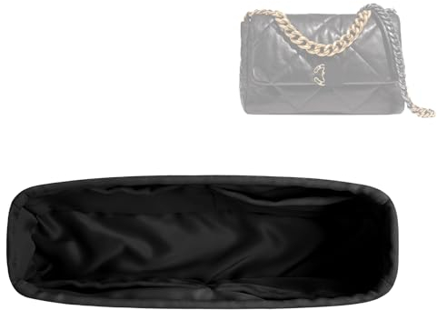DGAZ Handtasche Taschenorganizer für Chanel 19, Seide Handtaschenorganisator Damen, Luxus-Handtaschen & Tote Innentaschen (Schwarz, Flap 26)
