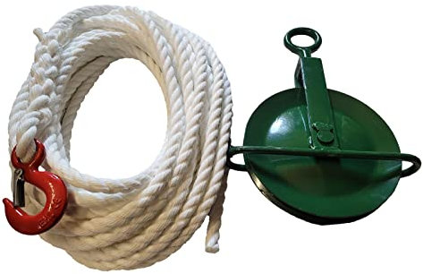 Gin Wheel & Gin Wheel Rope 18mm Staple Spun - Scaffolding - Building - Roofing - Choose Length (15 Metres)