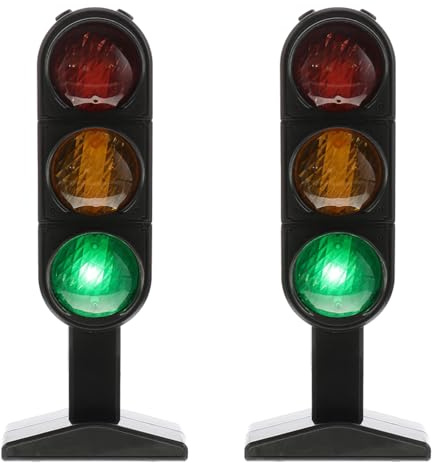 STOBOK Kids Traffic Light Signs Toy: 2PCS small Road Light Safety Traffic Maker Crosswalk Signal Model Stop Sign Lamp Playset for Toddler Child Early Educational Toy