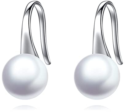 Perlen Ohrringe für Damen 925 Sterling Silber Creolen Perle Ohrringe Schmuck Geschenke für Mädchen
