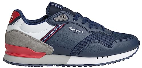 Pepe Jeans Herren London Bright M Sneaker, Blue (Navy), 45 EU