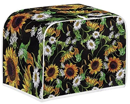 Doojoayie Sonnenblumen und Gänseblümchen 2 Scheiben Toaster Abdeckung Geräteabdeckung Mikrowelle Toaster Ofen Abdeckung für Küche Halten Sie Toaster frei von Staub und Fingerabdrücken