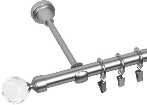 RENA Gardinenstange Vorhangstange - 19 mm - aus Metall - Lautlose Rollen - Komplettset - Chrom Matt 220cm |BELLuna