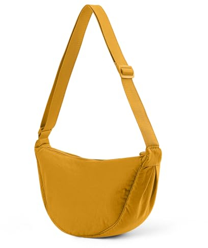 GSenhui Crossbody Bag Damen Halbmond Schultertasche, Hobo Halfmoon Bag Einfarbige Umhängetasche Damen Kleine für Damen Reisen, A 05-gelb