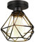PETITES ECREVISSES Lámpara de techo E27 Vintage Industrial Lampara Colgante Retro Diseño de Jaula de Hierro Negro Iluminación Para Cocina Comedor Sala de estar (L-16cm-1pcs)