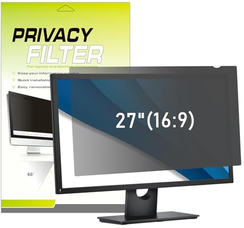 SOPPY Blickschutzfilter, 27 Zoll Monitor Blickschutzfolie, Monitor Screen Filter Datenschutz Bildschirmfilter mit Sichtschutz, Anti-Blaulicht und Blendschutz (16:9, 598 x 337 mm)