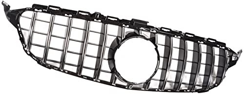 Haubengitter, Frontstoßstangengrill für Panamericana GT-Stil, Ersatz für C-Klasse W205 C205 S205 PreFacelift 2015–2018 (Galvanisieren)
