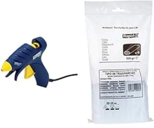 RAPID EG130 Low Temperature Glue Gun and Multipurpose Transparent and Oval Hot Glue Sticks, Bundle