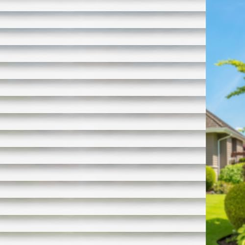 Qualsen Pellicola per Vetri Finestre Motivo a Persiana 30x200cm, Pellicola Adesiva per Vetri Opaca Decorativa Satinata Autoadesive Elettrostatica Pellicola Privacy Finestre per Casa Ufficio Bagno