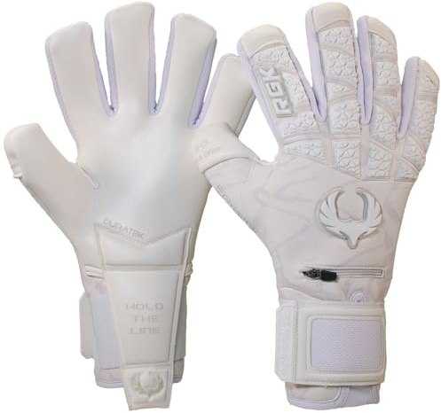 Renegade GK Limitierte Auflage Rogue Blizzard Torwarthandschuhe Pro Finger Schutz | 4mm Giga Grip & Neoprene | Weiß Fußball Torwart Handschuhe (Größe 9, Jugend-Erwachsener, Neg. Cut, Level 4+)