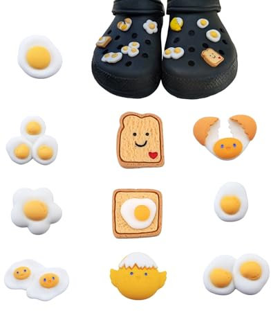 tikono Food Shoes Charms Decoration - 10 PCS Bread Egg Shoe Decoration Charms