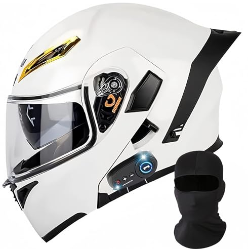 Klapphelm Mit Bluetooth, Bluetooth Integralhelm Motorradhelm Mit Doppelvisier, Für Erwachsene Frauen Männer Hohe Qualität Helm, Roller-Mofa -Moped-Helm ECE Zertifiziert F,L59-60cm