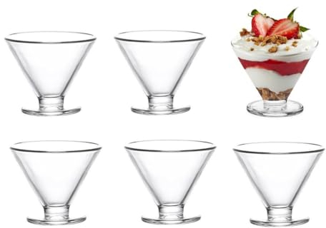 Ciotole da dessert in vetro trasparente con base pesante, bicchieri da Martini senza stelo, a forma di cono per gelato, coppe in vetro per budino, insalata, snack, frutta, dessert, cocktail