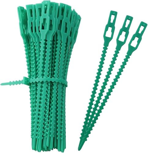 UCLEVER 100 pièces Attaches réglables pour Plantes, Liens de Serrage en Plastique pour Jardin Serre câbles réutilisables pour Plantes Vertes et arbustes (11.5cm)