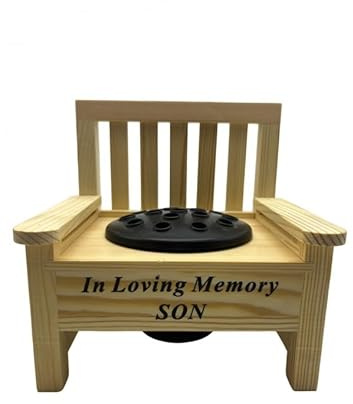 Son Wooden Memorial Bench with Flower Insert Pot Graveside Crematorium Plaque Garden