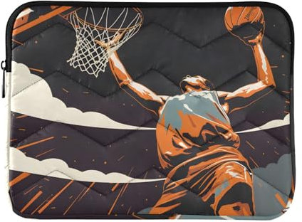 Custodia per computer portatile con giocatore di basket in azione per notebook da 13-14 pollici, borsa per computer portatile valigetta per tablet custodia da viaggio