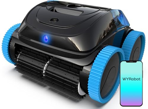 Robot Piscina Pareti e Fondo 15600 mAh, 180 Minuti Robot Piscina Senza Fili, Aspiratore Piscina con App, Pianificazione Intelligente del Percorso, Molteplici Modalità di Pulizia