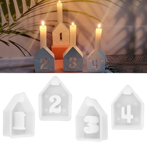 MplehDa Silikonform Kerzenhalter, Zahlen Kerzenständer Silikonform, 1-4 Zahlen Form DIY Silikonform, Silikon Gießform Kerzenhalter Raysin Kerzenhalter-Form für Kerzenständer Tablett (1-4a)