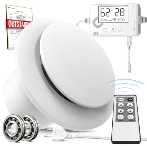 BUMSOU Extractor de Baño 100mm con Control Remoto, Sensor de Humedad y Temperatura, Temporizador, Ventilador Extractor de Aire Silencioso, Pantalla en Tiempo Real para Baño, WC y Cocina