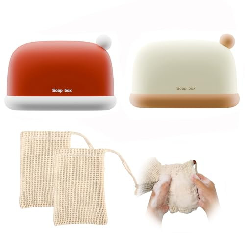 Sipiris Lot de 2 Boite a Savon de Voyage avec Passoire D'écoulement avec Couvercle Porte-Savon Étanche et Scellé avec 2 Sacs à Savon en Sisal pour La Maison, Salle de Bain, Randonnée, Voyage, Camping