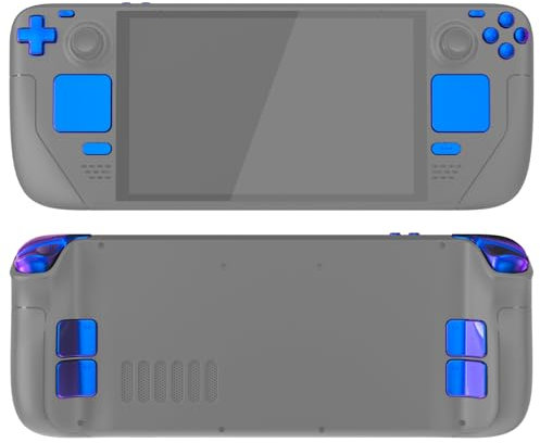 eXtremeRate Juego Completo de Botones de Repuesto para Steam Deck OLED ABXY D-pad Trackpad Botones Frontales Bumpers y Gatillos con Herramienta para Steam Deck OLED-Consola NO incluida(Azul a Violeta)