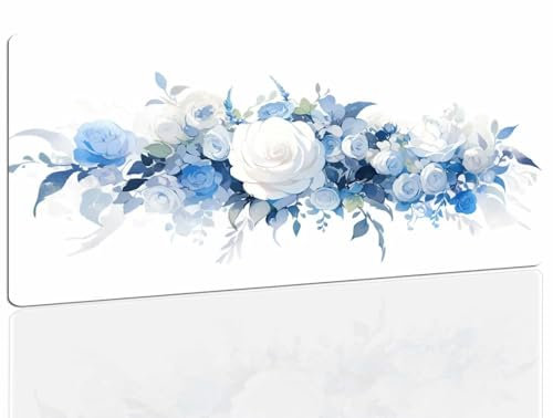 Schreibtischunterlage Blue, Gaming Mauspad Klein 800x300x4mm XL Mousepad Gaming, Tischunterlage Schreibtisch Large Size Wasserdicht rutschfeste, Desk Mat Vernähte Kanten für Pc Laptop 423