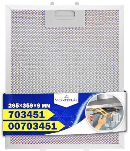 Aluminium Antigrease Cooker Hood Filter 265 x 359 x 9 mm with Original Code 00703451 703451 10035302 for Bosch for Siemens for Balay - Warranty 10 Years - MONTERAL