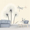 Papier Peint Panoramique Insectes et fleurs végétales impression Papier Peint Panoramique Beige intissé forte dissimulation salon chambre coucher Papier Peint Panoramique 400 x 280 cm