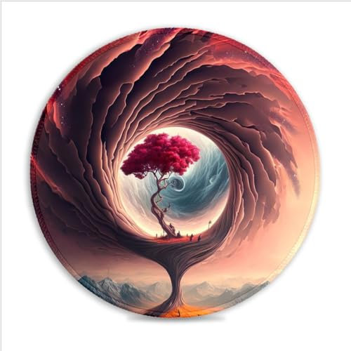 CHTXD Tragbares Gaming-Mauspad ?Cosmic Gateway“ (25 x 25) cm, rund, Schreibtischunterlage, SU-Stoffoberfl?Che, gen?hte Kanten, Faltbare, für PC, Laptop, Büro, Gaming