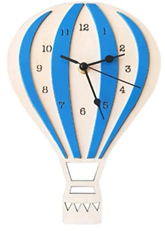 QTYQWC Nordic Style Cartoon Hot Air Ballon Uhr Stummer Uhr Room Wanduhr einzigartige Geschenke Home Decorations (C 2618 cm)