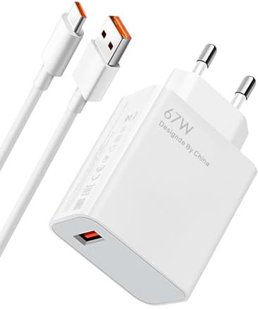 Swiftctrl Caricatore 67W USB-C per Xiaomi e Redmi – Alimentatore Turbo Charge con Cavo USB-C da 1M, Compatibile con Xiaomi 13/12/11, Redmi Note, Poco F5/F4/X5/X4/X3