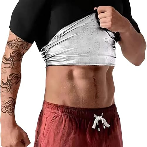 amurawear Sauna T-Shirt – SCHNELLE Fettverbrennung Kurzarm Sauna Weste für Männer - Body Shaper, fördert Schwitzen & Fettverbrennung im Sport Gym