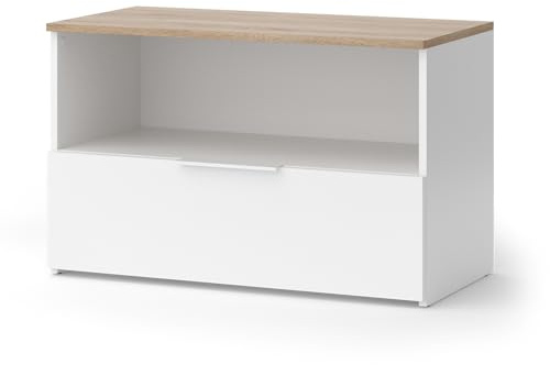 Vicco Kommode Wido, Weiß/Sonoma, 80 x 50 cm | mit 1 geschlossenem Fach, geeignet zur Aufbewahrung von Haushaltsgegenständen
