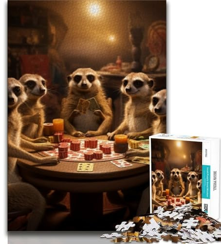 Puzzle 1000 Teile für Teenager-Geschenke Erdmännchen-Poker-Puzzles Quizspiel ganze Familie 38x26cm