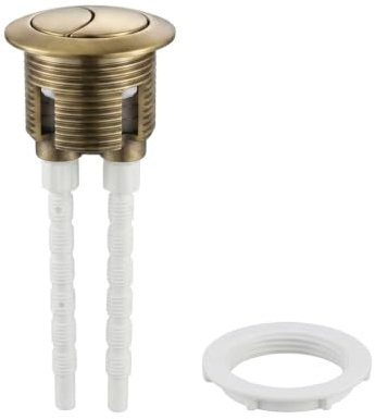 Toilet Flush Button Brushed Brass, 38mm Toilet Push Button Flush Replacement for Top or Front Mount, Dual Flush Universal Fit with Adjustable Spindles up to 125mm, ABS Material for Cistern Tank Repair