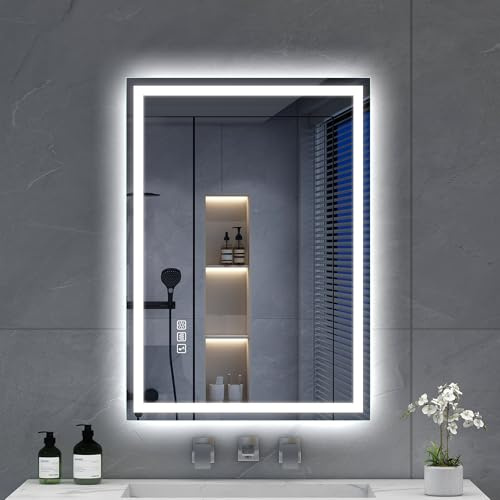 S'bagno 70x50cm Rahmenloser Bluetooth Badezimmerspiegel-mit-Beleuchtung | LED-Spiegel-Bad aus ESG-Glas, mit Antibeschlag, 3 Lichtfarben Dimmbar, IP44 Wandmontage, Horizontal/Vertikal montierbar