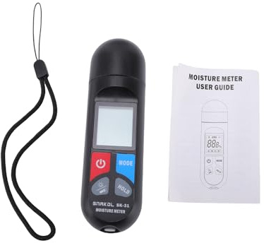 Kelawoly Holzmessgerät, Digitaler Handdetektor mit Hintergrundbeleuchtung, Datenhaltefunktion, 4 Messmodi, 0 Bis 99,9% Luftfeuchtigkeit für Holz, Schnittholz, Papier, Karton (SK-31)