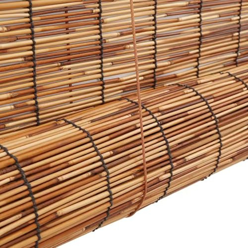 Tenda a Rullo in Bambù Naturale per Esterni Interni 50 60 90 100 120 150 160 180cm Tapparella Avvolgibile Bamboo con Sollevatore Traspiranti/Privacy/Anti-UV Tende Veneziane Legno Marrone(W80xH80cm)