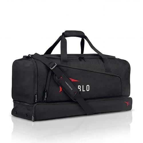 Diablo Sporttasche Groß 68L Fitness Tasche mit Schuhfach Rucksack Funktion Reisetasche Trainingstasche Wasserdicht Duffel Bag mit Fächern Organizer Brustgurt Schwarz