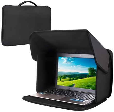 Laptop-Sonnenschutz, Laptop-Sonnenschutz,Sichtschutzhaube,600D Oxfordstoff, Blendschutz Notebook Sichtschutz faltbar aus,Tasche für Arbeiten im Freien, Computerabdeckung außen,12-16 Zoll (16in)
