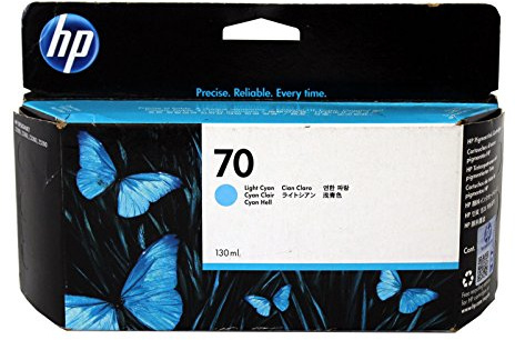 HP 70 Hellcyan, Original Druckerpatrone | Tinte für DesignJet Z2100, Z3100, Z3200, Z5200, 130 ml (C9390A)