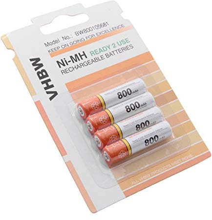 4 x Ni-MH longlife ready-to-use battery 800mAh (1.2V) for Panasonic KX-TG8051, KX-TG8052, KX-TG8061, KX-TG8062, KX-TG8151 as AAA Micro R3 HR03