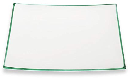 GMUNDNER - Sottopiatto quadrato in ceramica, dimensioni: 31 x 31 x 2,8 cm, bordo verde, fatto a mano in Austria