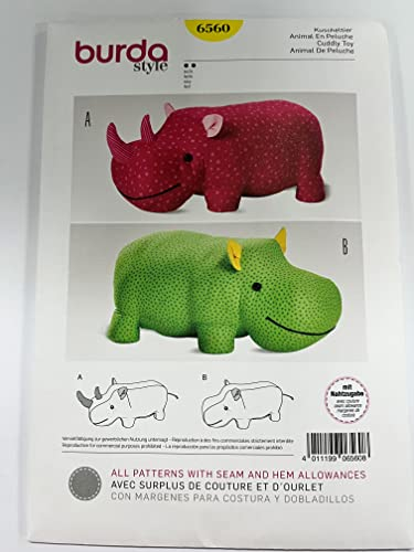 Burda Schnittmuster Nr. 6560 Kuscheltier Nashorn